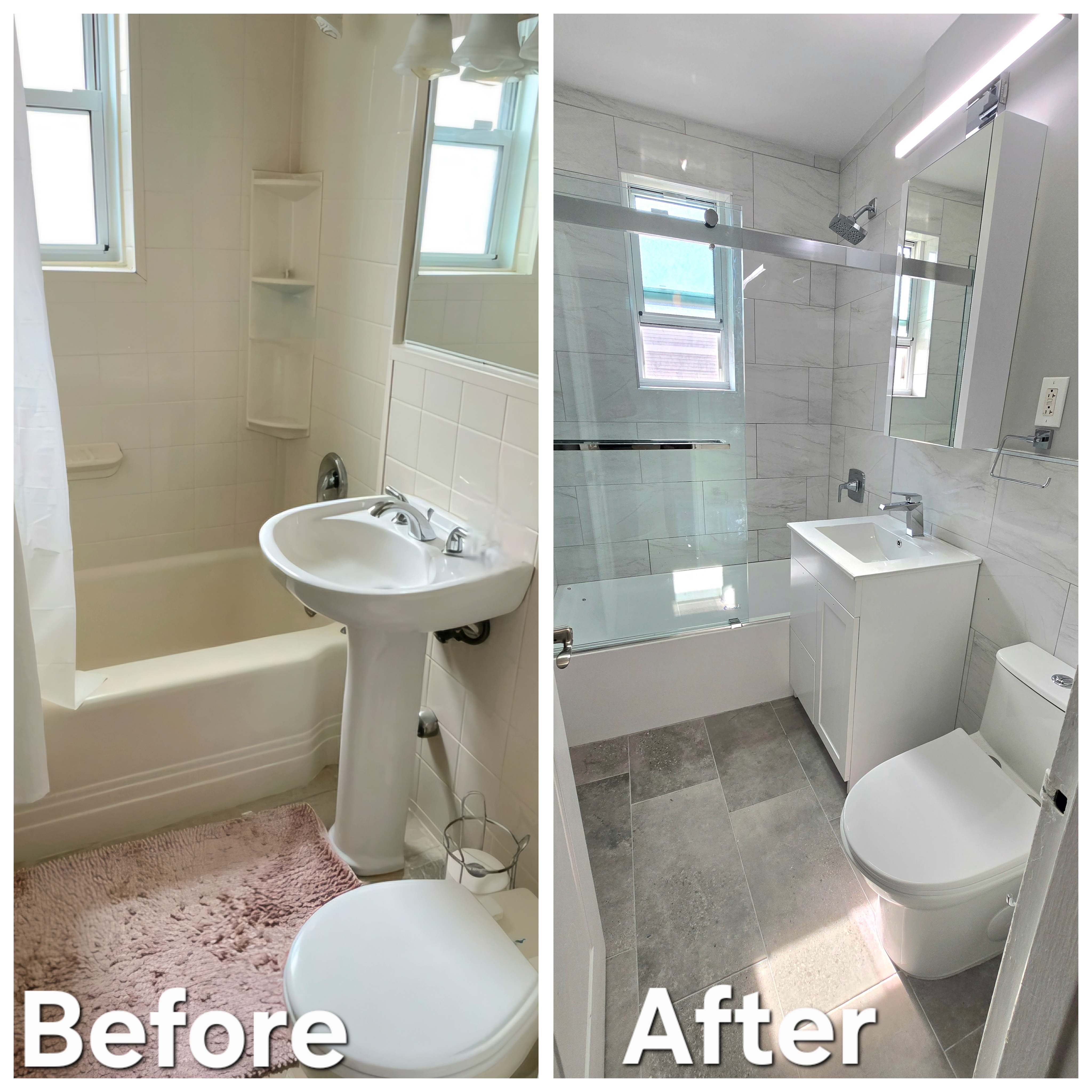Grey and White Bath Design